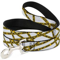 Dog Leash - Police Line White/Yellow