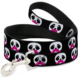 Dog Leash - Panda Face w/Pink Mustache