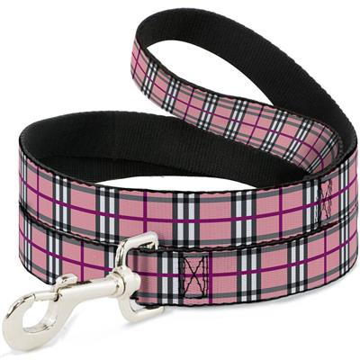 Dog Leash - Plaid Pink