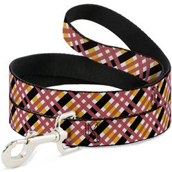Dog Leash - Plaid X White/Gold/Black/Pink