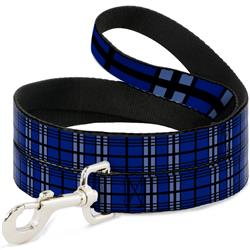 Dog Leash - Plaid Blue/Gray/Black