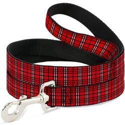 Dog Leash - Plaid Red