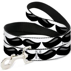 Dog Leash - Plastic Mustache White/Black
