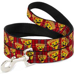 Dog Leash - Pizza Man Plaid Red