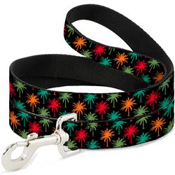 Dog Leash - Palm Trees Black/Multi Color