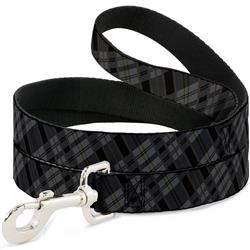 Dog Leash - Plaid Gray/Black/Brown