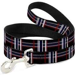 Dog Leash - Plaid Black/Red/White/Blue