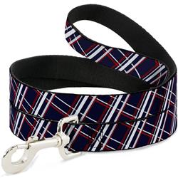 Dog Leash - Plaid X Blue/White/Red
