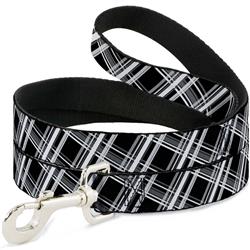 Dog Leash - Plaid X2 Black/Grays/White