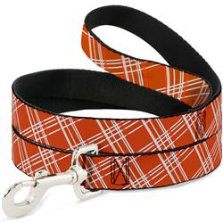 Dog Leash - Plaid X4 Oranges/White