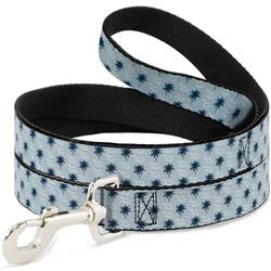 Dog Leash - Palm Trees & Waves Monogram Blues/White