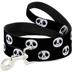 Dog Leash - Smiling Panda Face Black/White