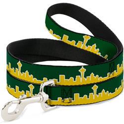 Dog Leash - Seattle Skyline Green/Yellow