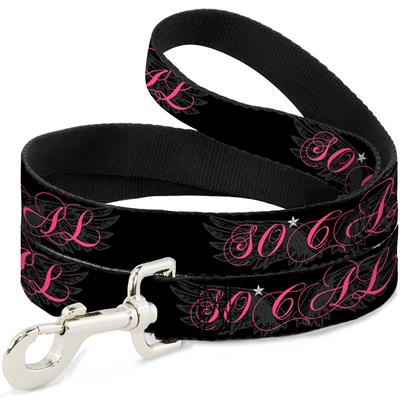 Dog Leash - SO CAL Script/Wings Black/Gray/Pink