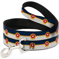 Dog Leash - Tulsa Oklahoma City Flag Navy Blue/Gold/Red/Beige