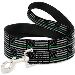 Dog Leash - Thin Green Line Flag Weathered Black/Gray/Green