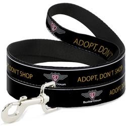 Dog Leash - Buckle-Down Logo ADOPT, DON'T SHOP Black/Yellow