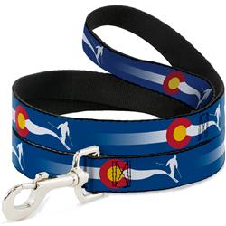 Dog Leash - Colorado Skier2 Blue/White/Red/Yellow