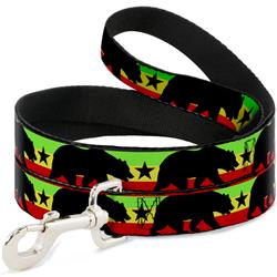 Dog Leash - Cali Bear/Star Silhouette Rasta/Black