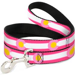 Dog Leash - Colorado Flags7 Repeat Pinks/White/Light Pink/Yellow