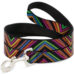 Dog Leash - Chevron Freehand CLOSE-UP Multi Color