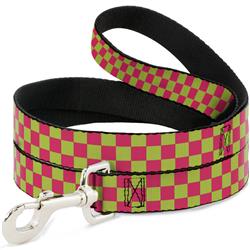 Dog Leash - Checker Fluorescent Pink/Yellow