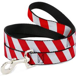 Dog Leash - Candy Cane2 Stripe White/Red