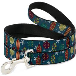 Dog Leash - Christmas Ornaments/Snowflakes Blue/White/Multi Color