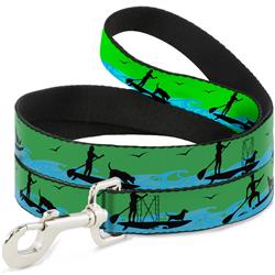 Dog Leash - SUP w/Dog Neon Green/Blues/Black