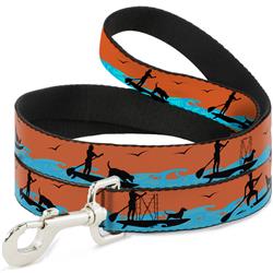 Dog Leash - SUP w/Dog Neon Orange/Blues/Black