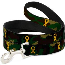 Dog Leash - Support Our Troops Camo Olive/Yellow Ribbon