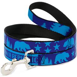 Dog Leash - CALIFORNIA REPUBLIC/Bear/Stars Silhouette Blues