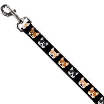 Dog Leash - Corgi 3-Faces Black