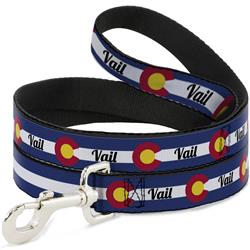 Dog Leash - Colorado VAIL Flag Blue/White/Red/Yellow