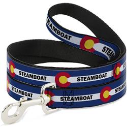 Dog Leash - Colorado STEAMBOAT Flag Blue/White/Red/Yellow