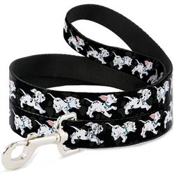 Dog Leash - Dalmatians Running/Paws Black/Gray/White/Black