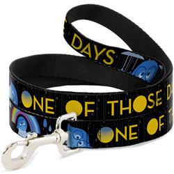 Dog Leash - Joy Poses/Rain ONE OF THOSE DAYS Black/Gray/Blues/Yellow