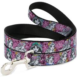 Dog Leash - Princess Sketch Poses/Floral Collage Pinks/Grays