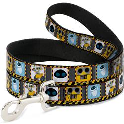Dog Leash - WALL-E & EVE Pose/Face Hazard Blocks Gray/Yellow/Black