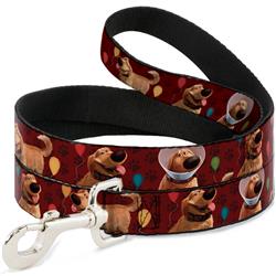 Dog Leash - Dug 4-Poses/Balloons/Paw Print Reds