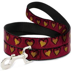 Dog Leash - Alice in Wonderland Queen's Hearts Reds/Black/Gold