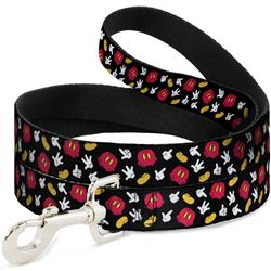 Dog Leash - Mickey Mouse Costume Elements Scattered Black