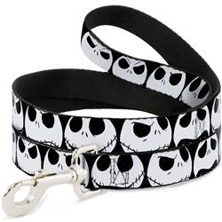 Dog Leash - Nightmare Before Christmas 7-Jack Expressions CLOSE-UP Black/White