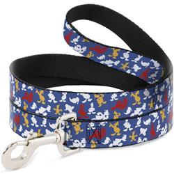 Dog Leash - Donald Duck Face/Poses Scattered Blue/White/Red/Yellow
