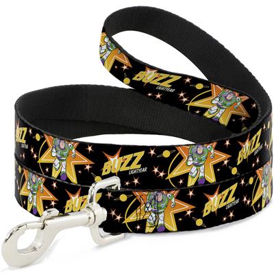 Dog Leash - Toy Story BUZZ LIGHTYEAR Running Pose/Stars Black/Orange/Yellow