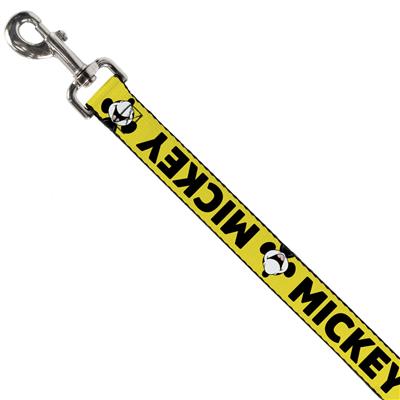 Dog Leash - MICKEY Smiling Up Pose Flip/Buttons Yellow/Black/Red