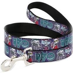 Dog Leash - Nightmare Before Christmas Lock Shock & Barrel Group Pose/Masks Purples