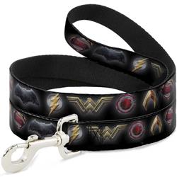 Dog Leash - Justice League 2017 6-Superhero Icons Black