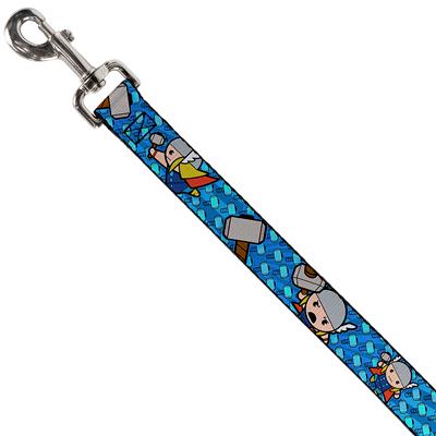 Dog Leash - Kawaii Thor Poses/Hammer Monogram Blues
