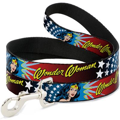 Dog Leash - Wonder Woman Face w/Stars